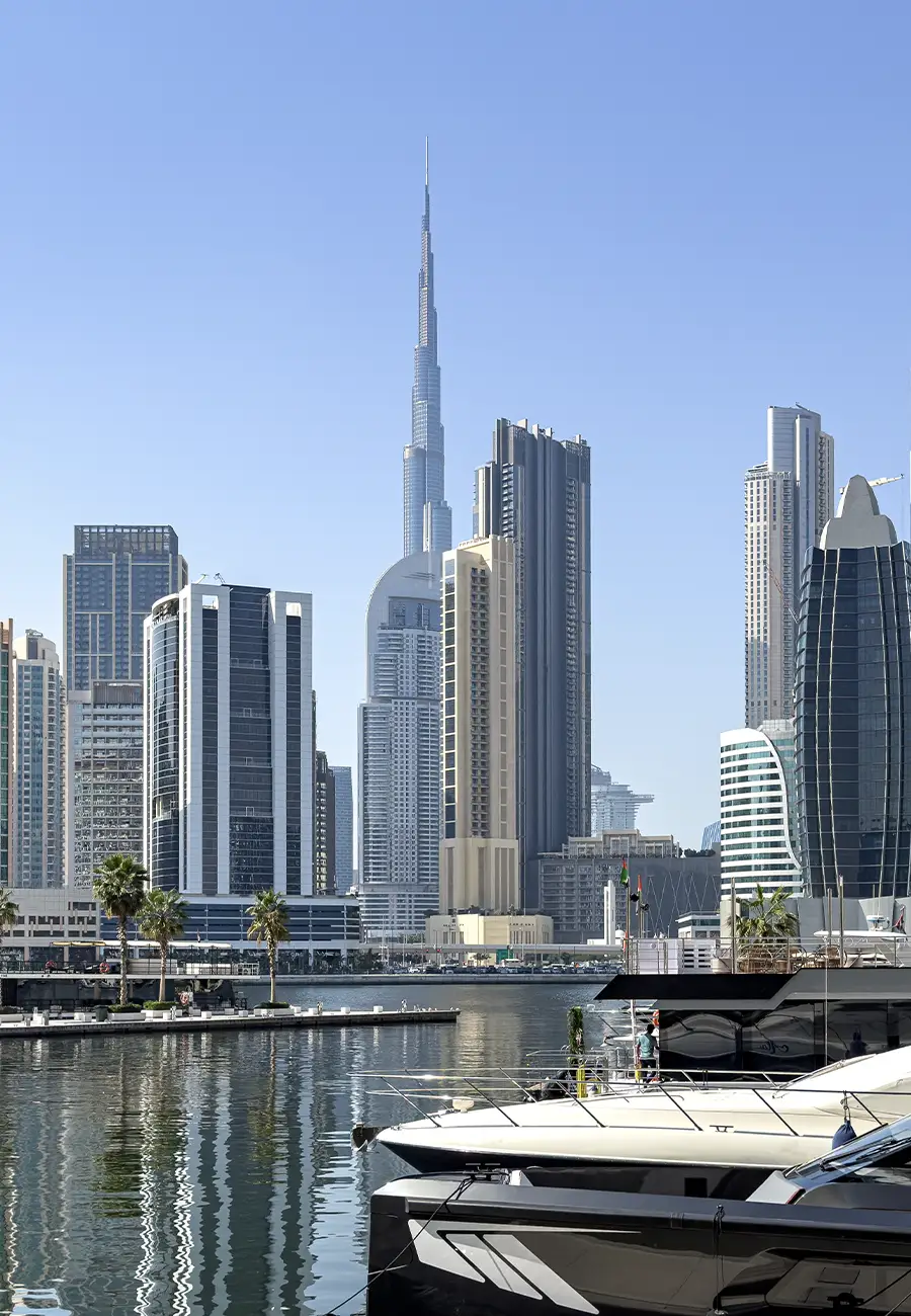 Dubai skyline and luxury high-rise towers, representing Dubai luxury condos and premium real estate investment opportunities
